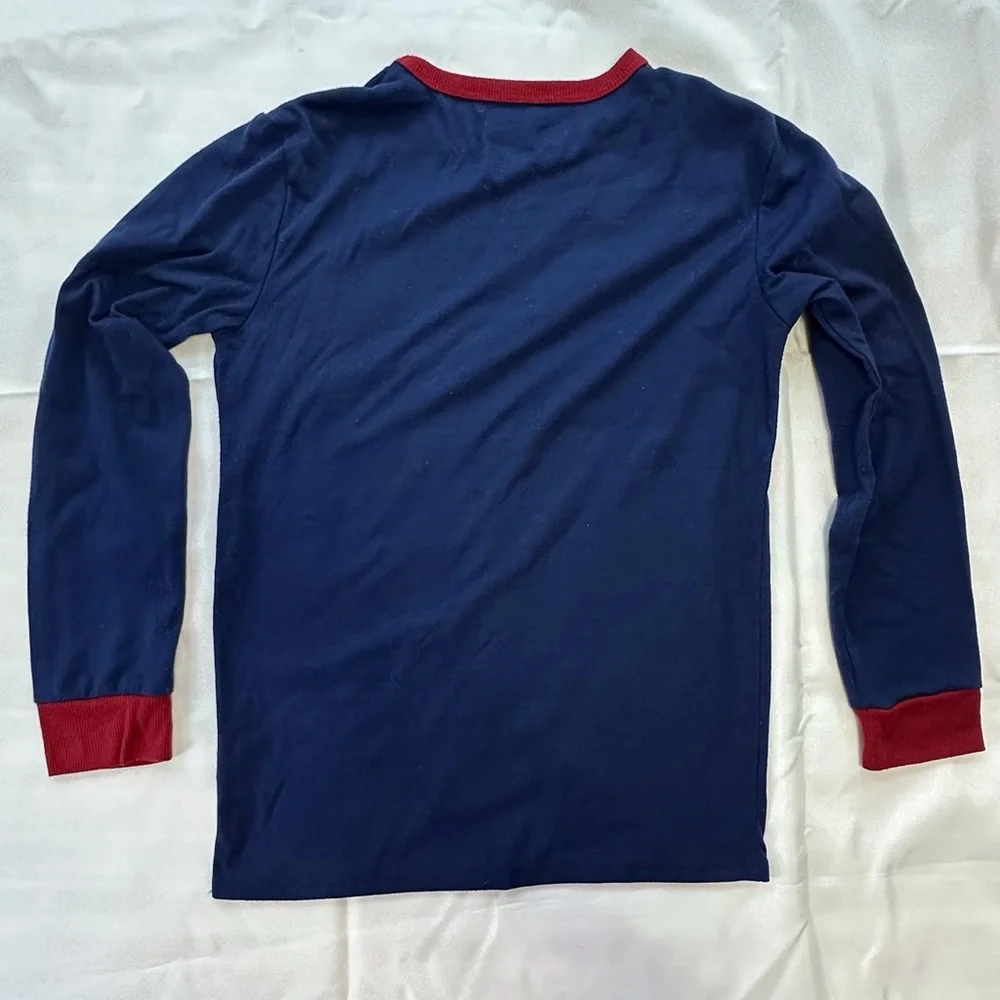 Eddie Bauer blue red fleece pajama set boys‎ M 10-12 moose winter trees